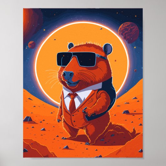 Capybara Planet Mars Grappig Modern Poster (Voorkant)