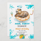 Capybara Pool Party Birthday Invitation (Devant / Derrière)