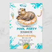 Capybara Pool Party Birthday Invitation (Devant)