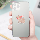 Capybara portant un Autocollant Rouge (Téléphone)