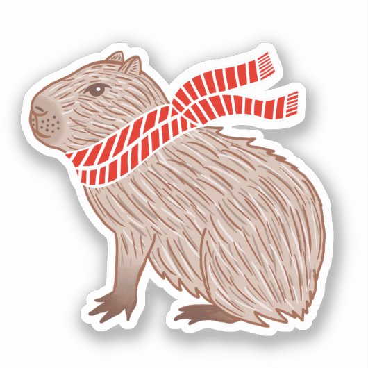 Capybara portant un Autocollant Rouge (Recto)