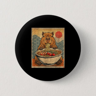 Capybara Ramen Japans Grappig Grafisch Kawaii Anim Ronde Button 5,7 Cm