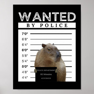 Capybara Recherché Mugshot Capybara Poster de mème