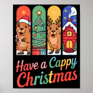 Capybara Rendier Kerstmis Geef een capy kerstmis Poster