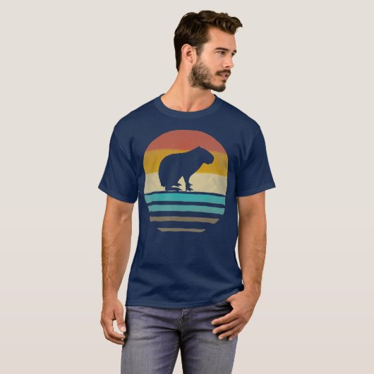 Capybara Retro jaren 70 Silhouet Gift T-shirt (Voorkant volledig)