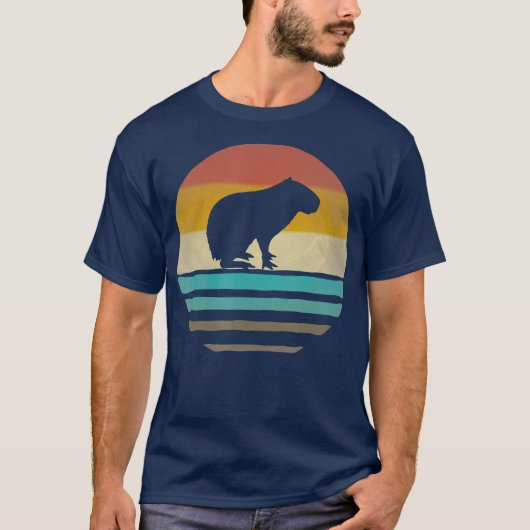 Capybara Retro jaren 70 Silhouet Gift T-shirt (Voorkant)