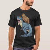 Capybara Riding Dinosaur Rex Capibara Dino Rodent T-shirt (Voorkant)