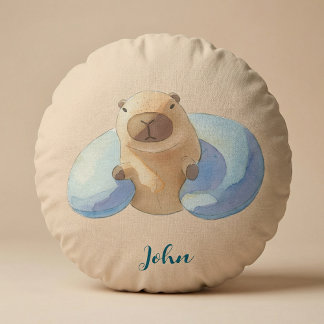 Capybara Round Pillow – for Little Capybara Fans Rond Kussen