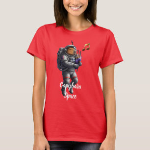 Capybara Ruimtevaarder Doedelzak Spelend Ruimte T- T-shirt