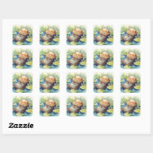 Capybara Rustig Water Vierkante Sticker (Vel)