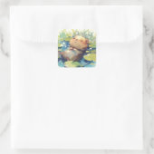Capybara Rustig Water Vierkante Sticker (Tas)