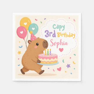 Capybara Schattig Meisje Capy 3e Verjaardag Roze T Servet
