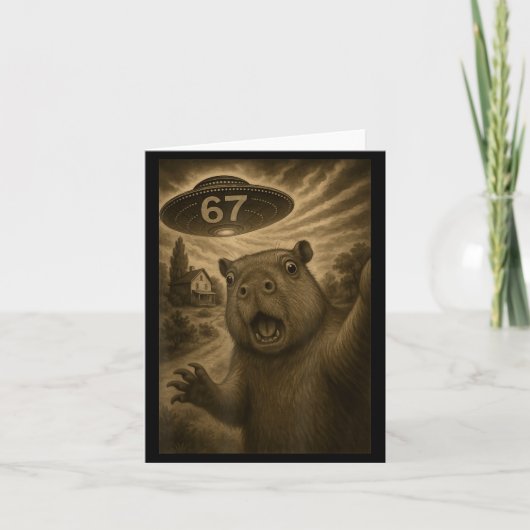 Capybara Selfie 67 Meme Six Seven Funny Ufo  Kaart (Voorkant)