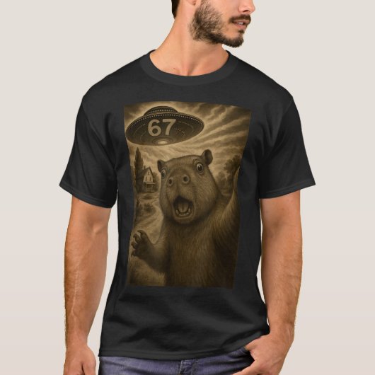 Capybara Selfie 67 Meme Six Seven Funny Ufo T-shirt (Voorkant)