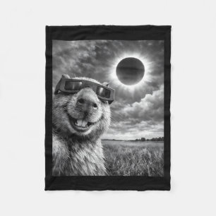 Capybara Selfie Grappig Dier Zonsverduistering Gra Fleece Deken