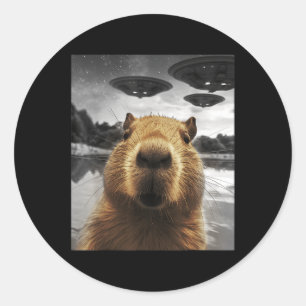 Capybara Selfie Grappig Kerstdier Graphic Capybara Ronde Sticker