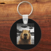 Capybara Selfie Grappig Kerstdier Graphic Capybara Sleutelhanger (Voorkant)