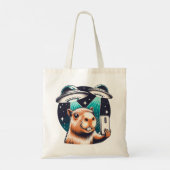 Capybara Selfie met UFO's Grappige schattige capyb Tote Bag (Achterkant)