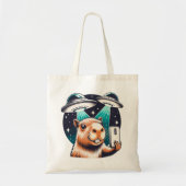 Capybara Selfie met UFO's Grappige schattige capyb Tote Bag (Voorkant)