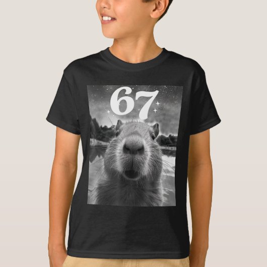 Capybara Selfie With 67 Meme Capy Graphic For Men T-shirt (Voorkant)