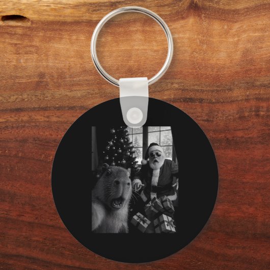 Capybara Selfie With Santa Funny Capybara For Men Sleutelhanger (Voorkant)