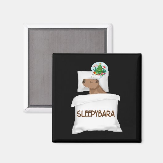 Capybara Slaap Nacht Kerstmisknaagdier Kerstdromen Magneet (Voorkant / Achterkant)