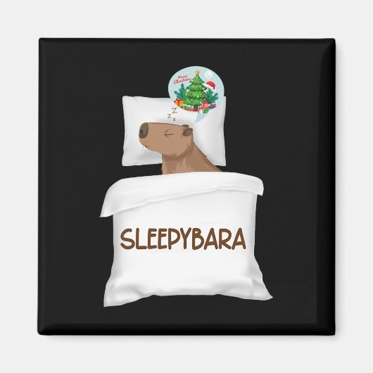 Capybara Slaap Nacht Kerstmisknaagdier Kerstdromen Magneet (Voorkant)