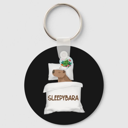Capybara Slaap Nacht Kerstmisknaagdier Kerstdromen Sleutelhanger (Voorkant)