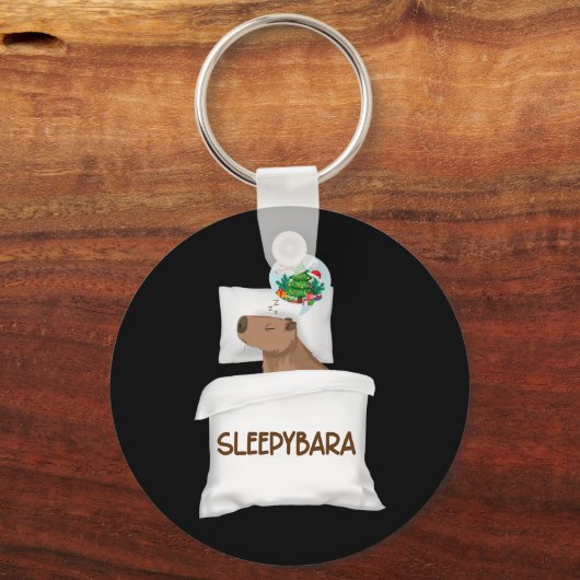 Capybara Slaap Nacht Kerstmisknaagdier Kerstdromen Sleutelhanger (Voorkant)