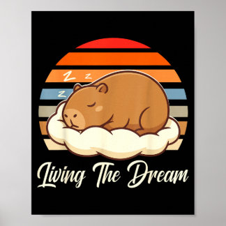 Capybara sleepybara die droom leeft retro vintage poster