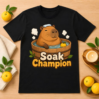 Capybara Soak Champion Kawaii Onsen T-shirt