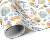 Capybara Space Pattern Wrapping Papierrol Cadeaupapier (Rol Hoek)