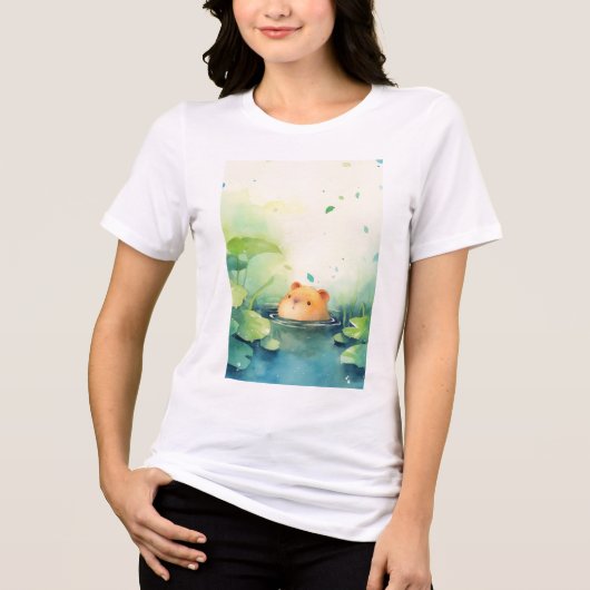 Capybara Speelse Peek vanaf het water Tri-Blend Shirt (Voorkant)