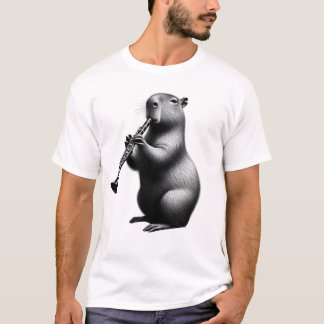 Capybara speelt klarinettist klarinet t-shirt