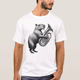 Capybara speelt Tuba-speler T-shirt