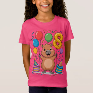 Capybara T-shirt voor Meisjes 8 Verjaardagsfeest