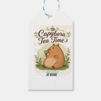 Capybara Theetijd | Schattige Capybara die Thee Dr Cadeaulabel