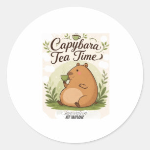 Capybara Theetijd Schattige Capybara die Thee Dr Ronde Sticker