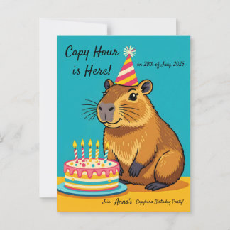 Capybara Thema Verjaardagsuitnodiging Postkaart