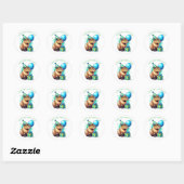 Capybara Themed Boy's Birthday Party Ronde Sticker (Vel)