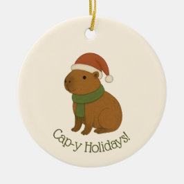 Capybara tijdens de kerst keramisch ornament
