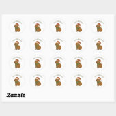 Capybara tijdens de kerst ronde sticker (Vel)