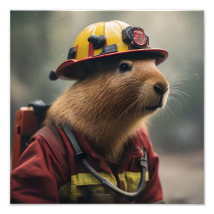 Capybara to the Rescue: Buitengewone brandweerman Foto Afdruk