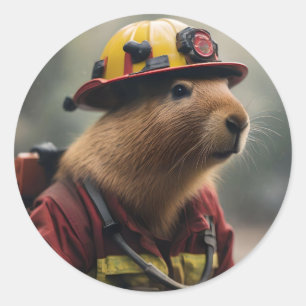 Capybara to the Rescue: Buitengewone brandweerman Ronde Sticker