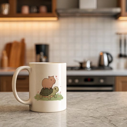 Capybara & Turtle Mug | Amitié des animaux mignons