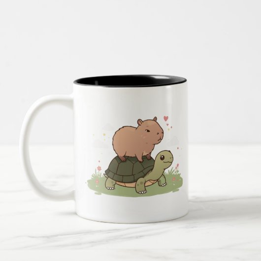 Capybara & Turtle Mug | Amitié des animaux mignons (Gauche)