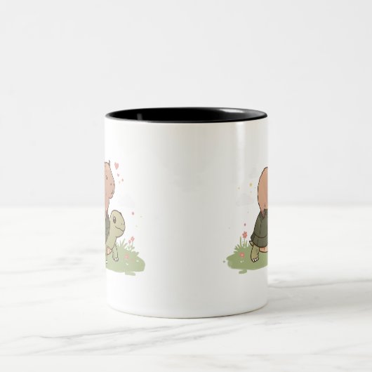 Capybara & Turtle Mug | Amitié des animaux mignons (Centre)