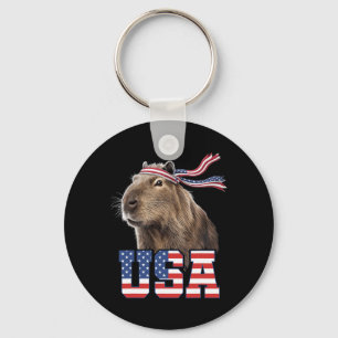 Capybara Usa Patriottische Amerikaanse Vlag Mannen Sleutelhanger