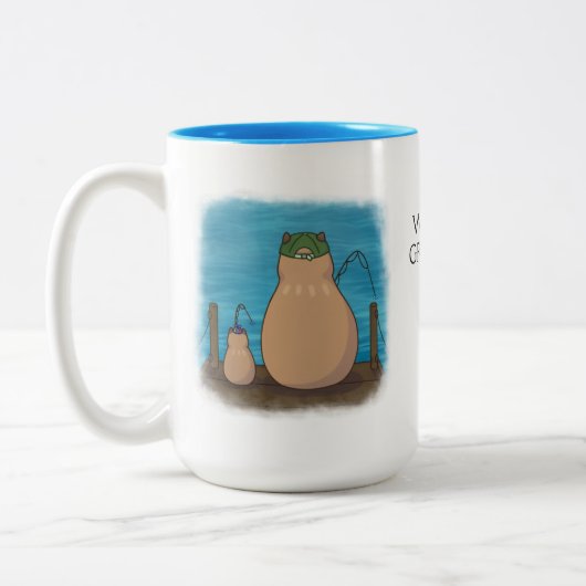 Capybara vader en zoon gepersonaliseerd tweekleurige koffiemok (Links)