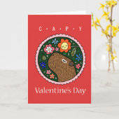 Capybara Valentijnsdag Capybara lover Ik hou van j Kaart (Gele Bloem)